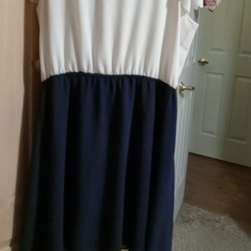 Navy and cream dress